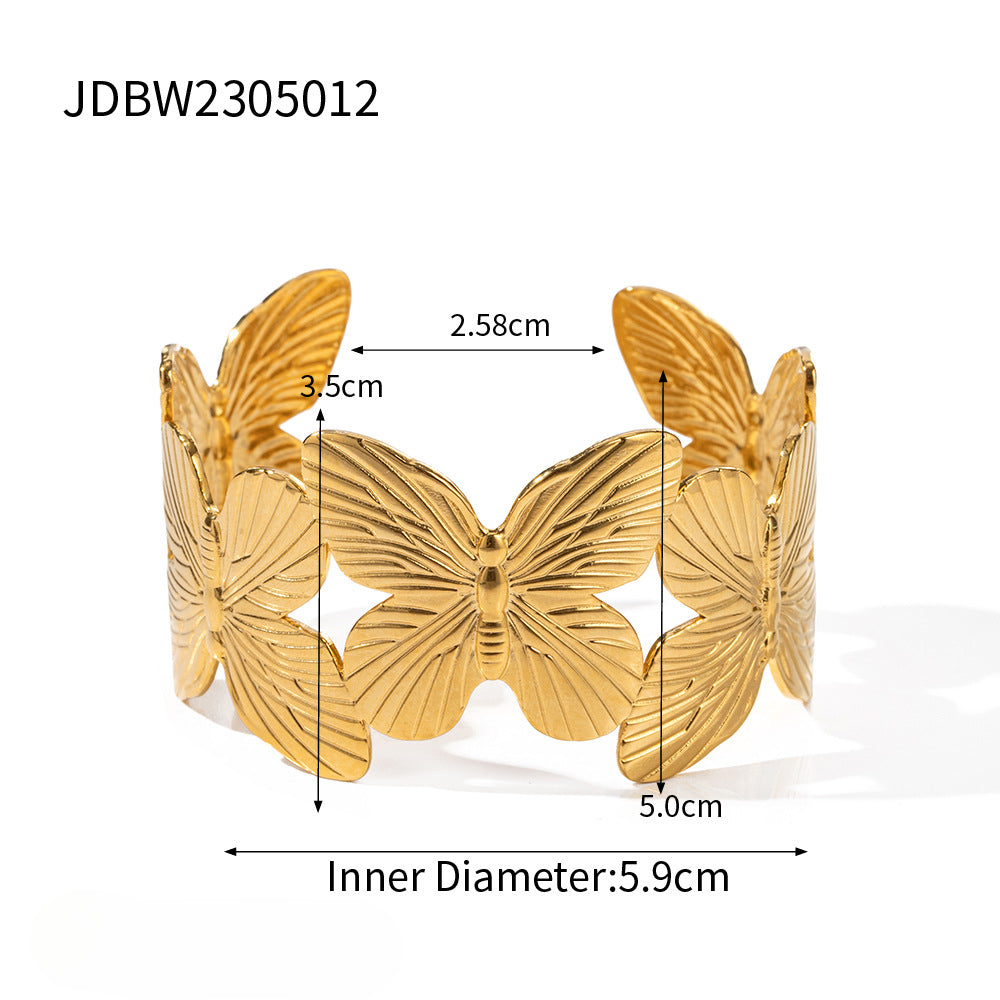 Wholesale 18k Gold-plated Stainless Steel Butterfly Necklace Bracelet Earring Set